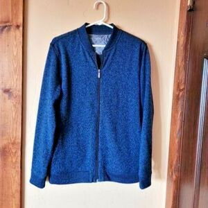 Van Heusen Never Tuck Men's S Slim Fit Full Zip Long Sleeve Blue Sweater Top